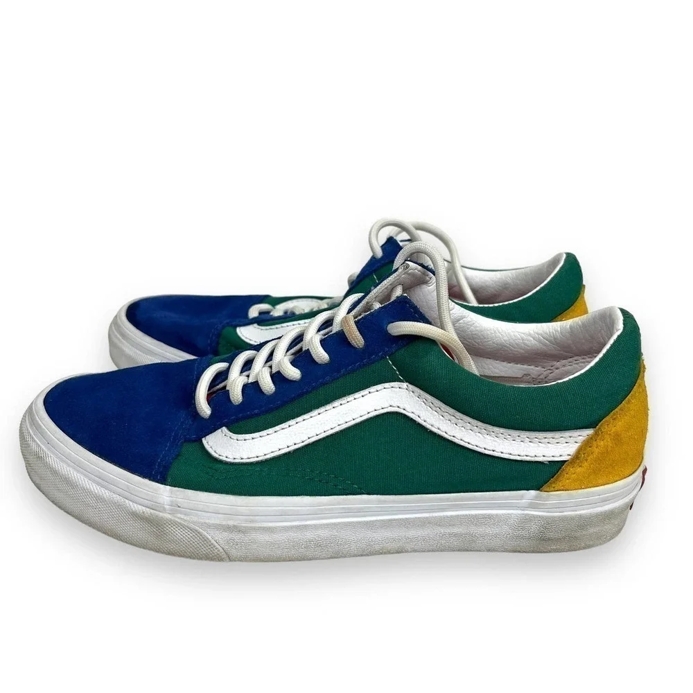 Vans Yacht Club Old Skool Suede Shoes Blue/Green/Yellow Colorblock 6.5